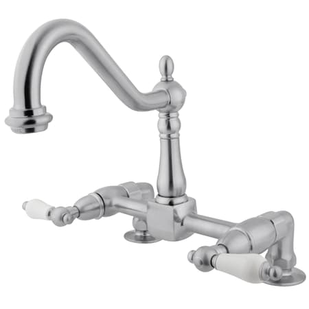 Kingston Brass KS1141PL Heritage Two-Handle Bridge Kitchen Faucet, Polished Chrome KS1141PL